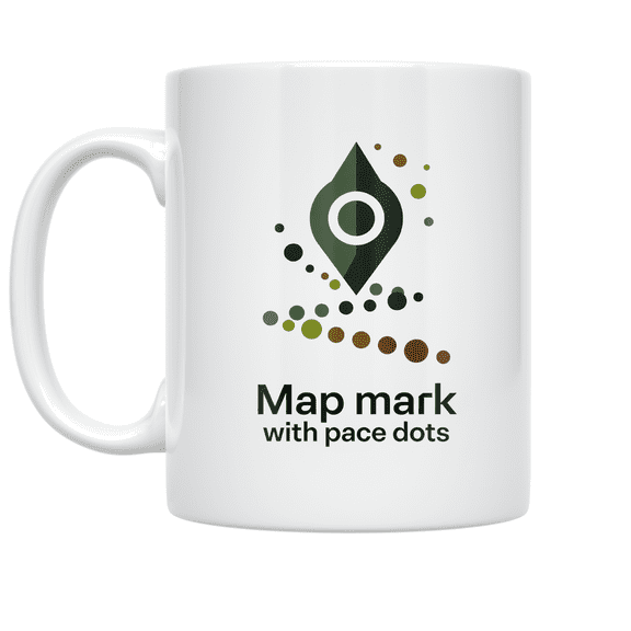 Trail Running Map Mark with Pace Dots - Trail Runner - 11 oz Ceramic Coffee Mug