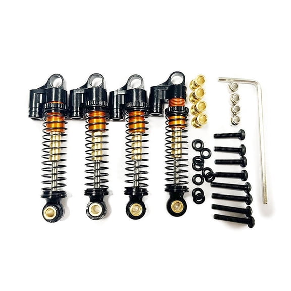 Trail Use 1/24 Scale Rock Crawler 43mm Metal Non-Hydraulic Shock Set of 4 With Mounting Kit, Black - FMS