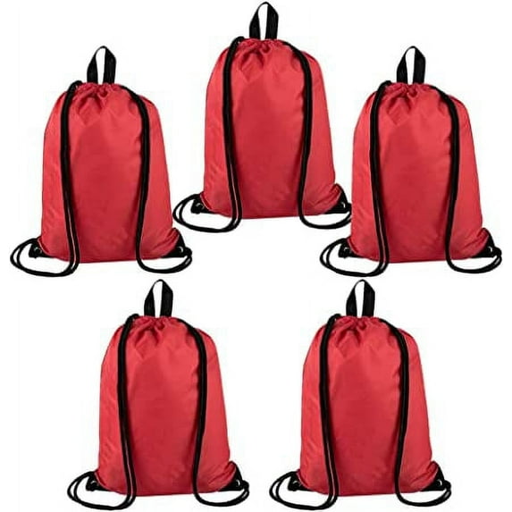 Trail maker 100 Pack Drawstring Backpack Bulk, Colorful Wholesale Drawstring Backpacks in Bulk for Sports, Crafting, Party Favors, School - Red