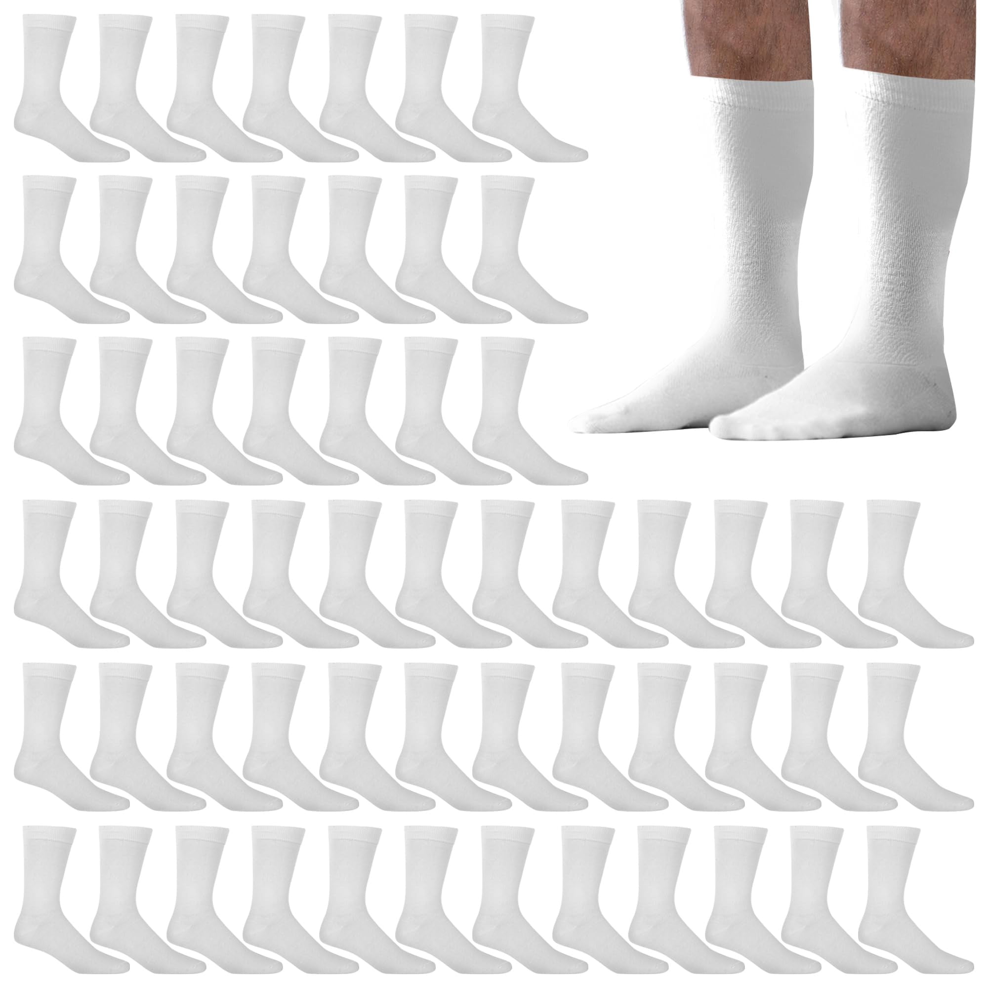 Trail maker Men’s Crew Socks,100 Pairs Bulk, Moisture-Wicking Crew Socks for Men size 10-13, Heat & Cold Resistant, Bulk Men’s Socks for Work, Everyday Wear & Homeless Donation
