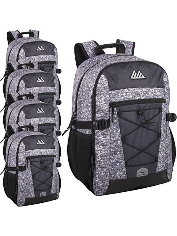 Trail maker 24 Pack Wholesale Dual Compartment Laptop Backpacks for Gym, Travel, Commute (Grey Pack)