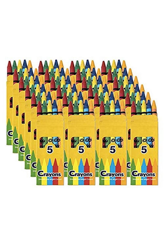 Trail maker Bulk Crayons, 5 Colors Per Box, 96 Pack of 5-Count Boxes for Classrooms & Students