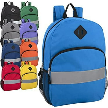 24 Pack of Classic Solid Color & Reflective Multipocket Backpacks for Commuting and Traveling in Assorted Colors Pack