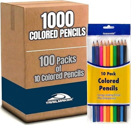 Trail maker Colored Pencils Bulk 100 Packs for Classrooms, Artists, Kids, Adult Coloring, Colored Pencils in Bulk (100 Pack)