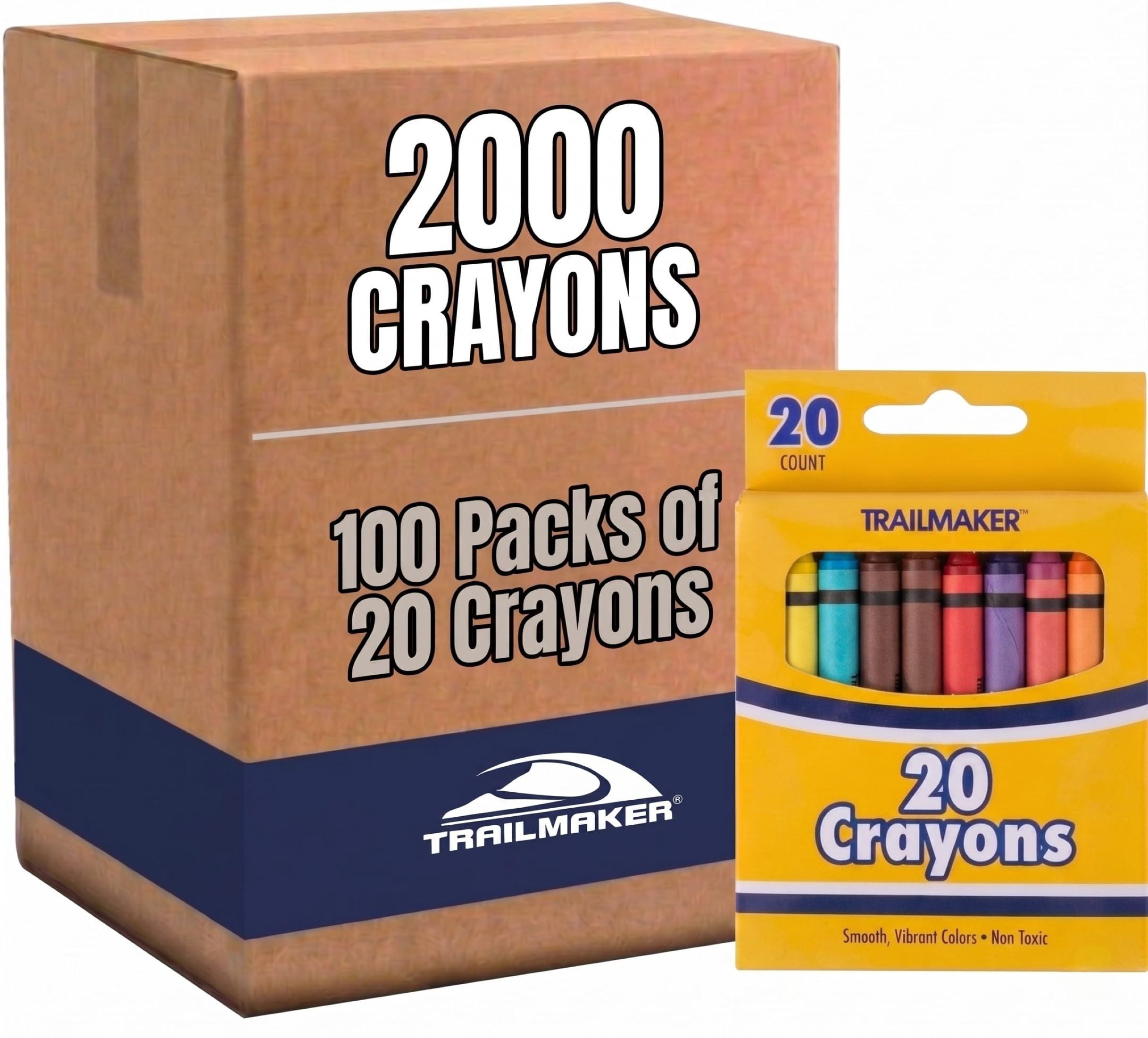 100 Pack of Crayons Containing 20 Crayons Per Box for Coloring - 2000 Count Crayons Total