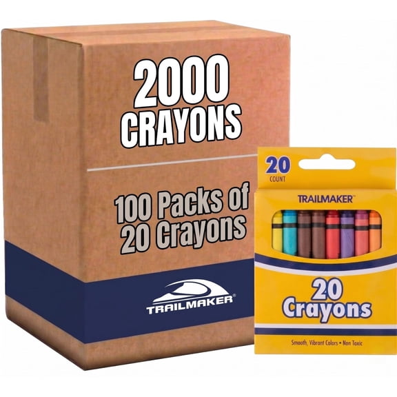 100 Pack of Crayons Containing 20 Crayons Per Box for Coloring - 2000 Count Crayons Total