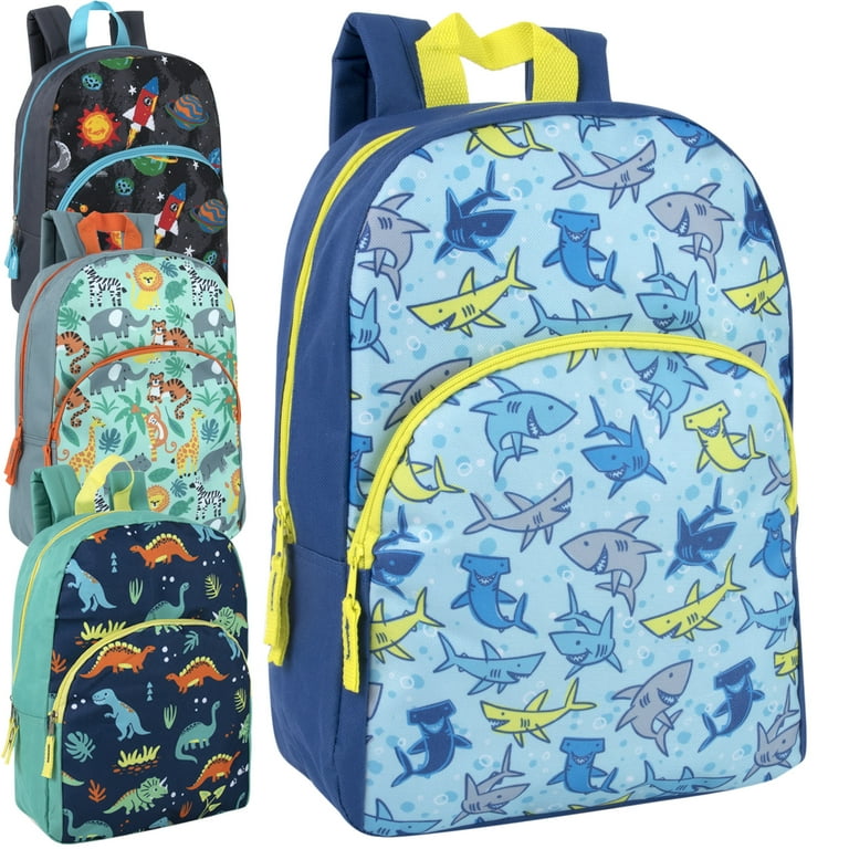 Trail maker Wholesale Kids Backpacks for Boys Girls Bulk Backpacks 24 Pack with Fun Patterns Adjustable Padded Straps Boys Assorted Colors Pack