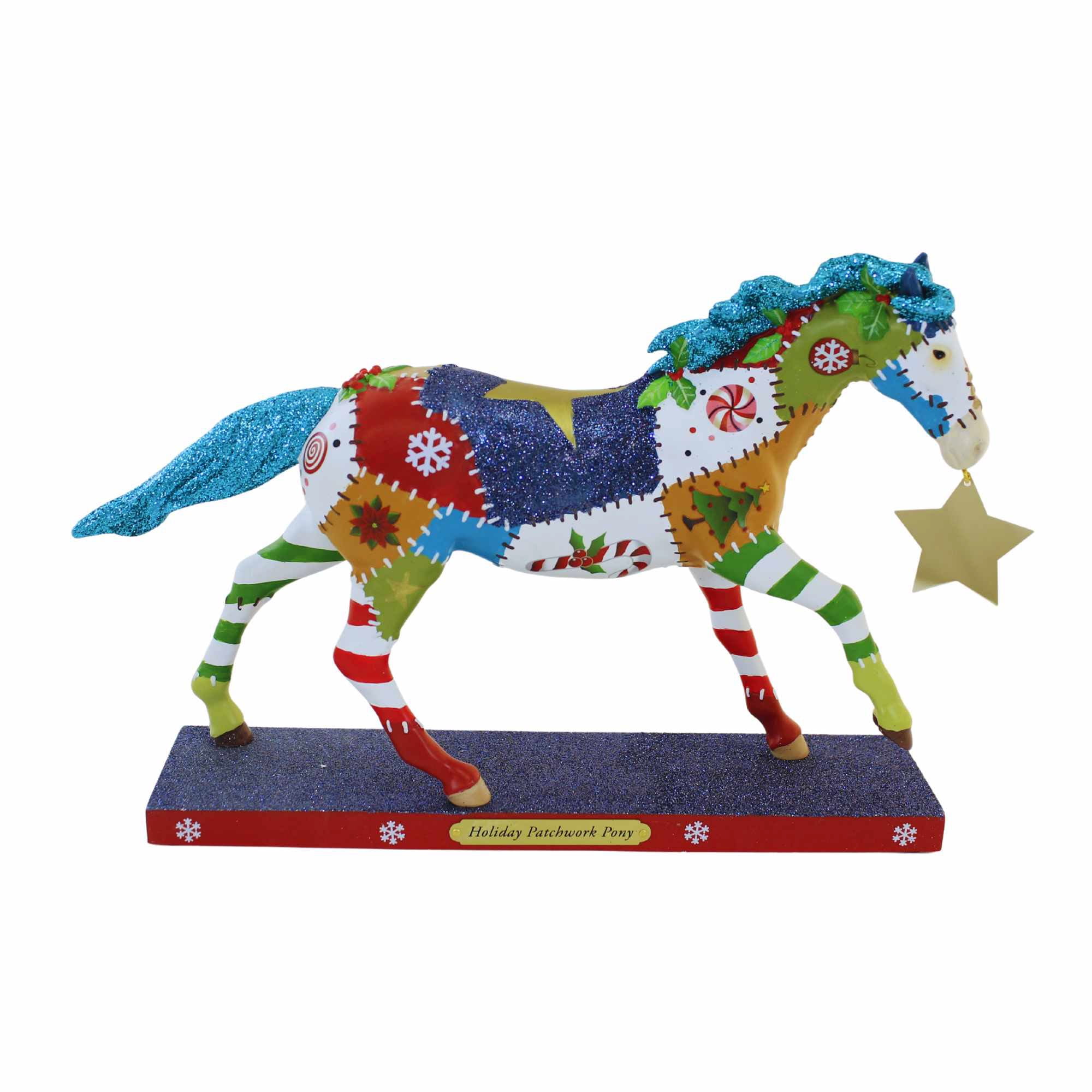 Trail of Painted Ponies Holiday Patchwork Pony Christmas Figurine 7in H