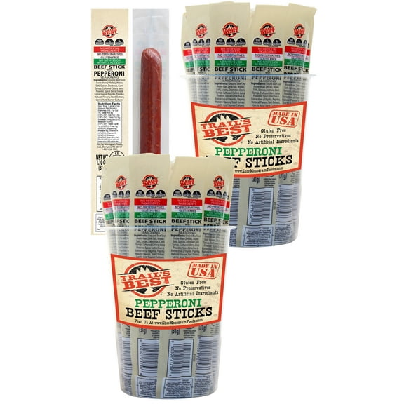 Trail's Best 1.1oz Beef Pepperoni Sticks 16-ct Tubs - 2 Tubs