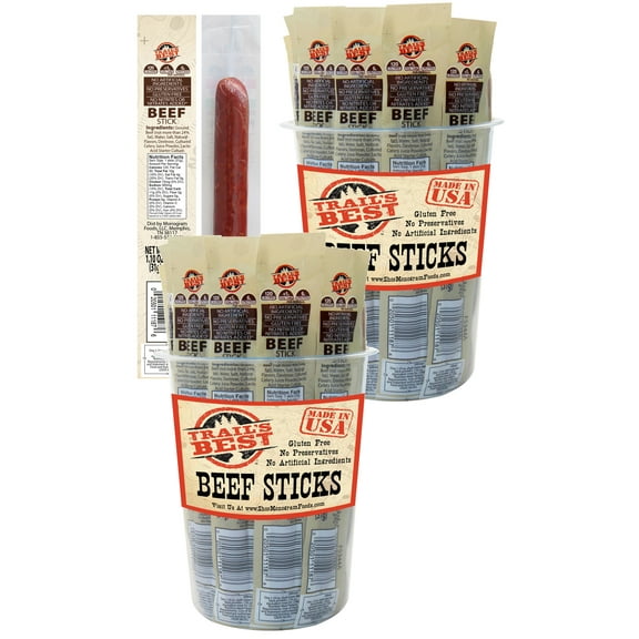 Trail's Best 1.1oz Beef Sticks 16-ct Tubs - 2 Tubs