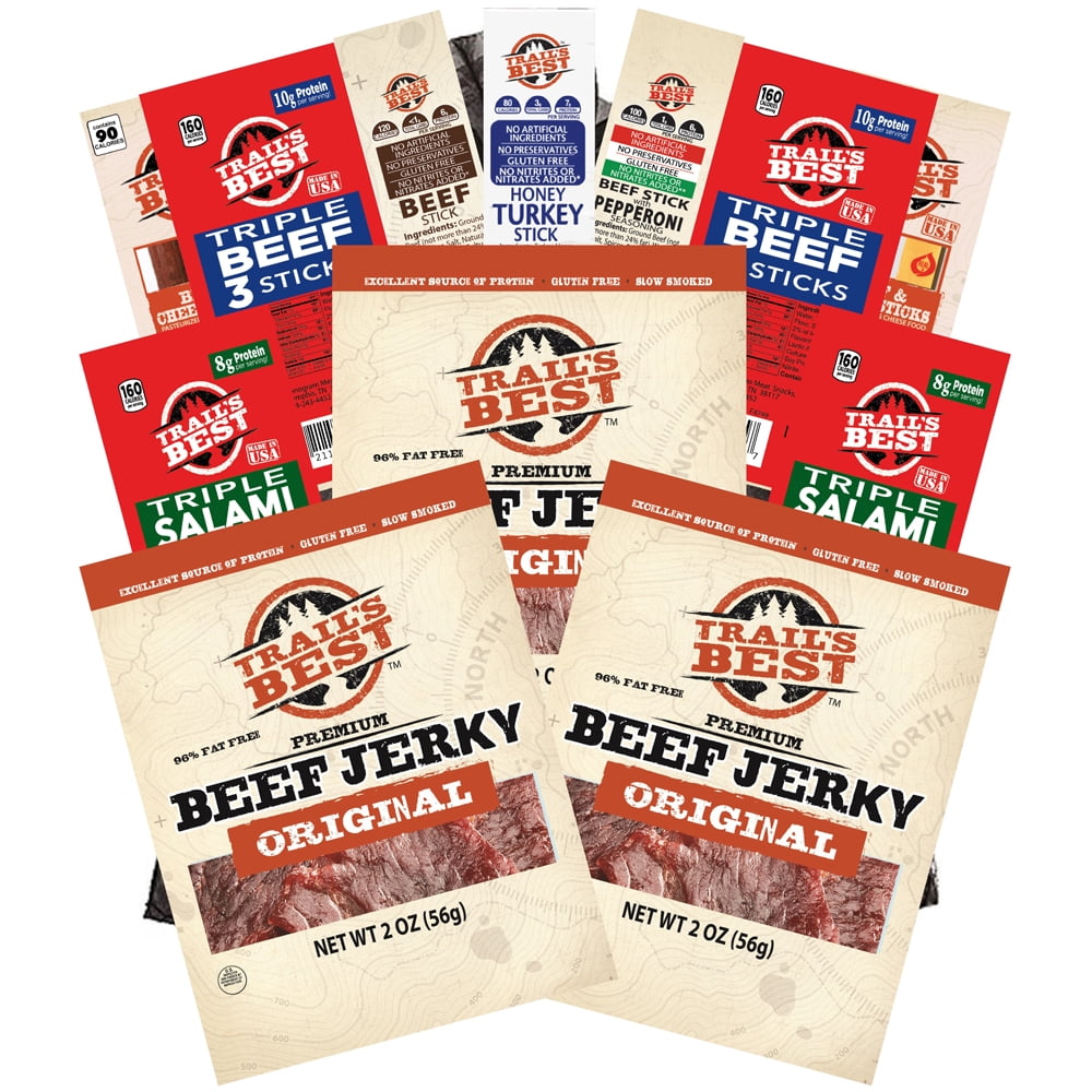 Trail's Best 12-Piece Sampler (2 bags of jerky and 10 packs of assorted sticks)