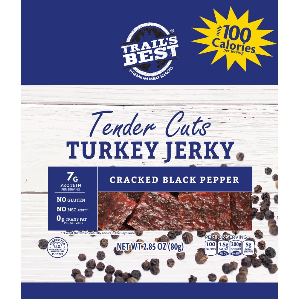 Trail's Best 2.85oz Cracked Black Pepper Turkey Jerky - 3 Packs