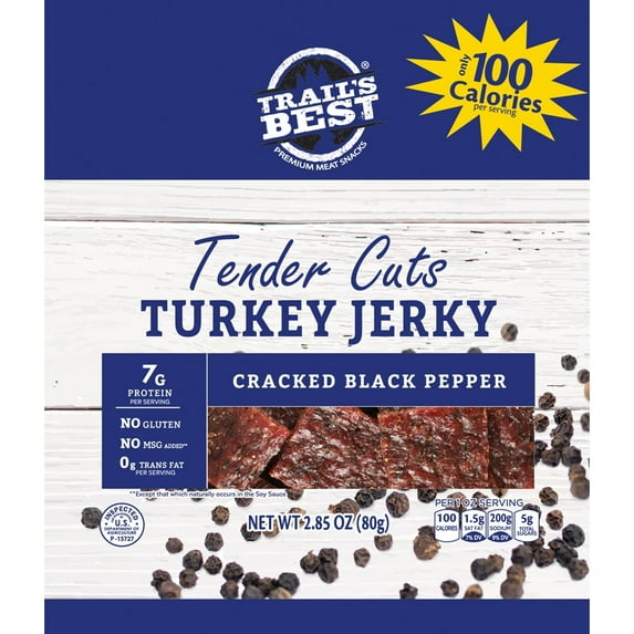 Trail's Best 2.85oz Cracked Black Pepper Turkey Jerky - 3 Packs