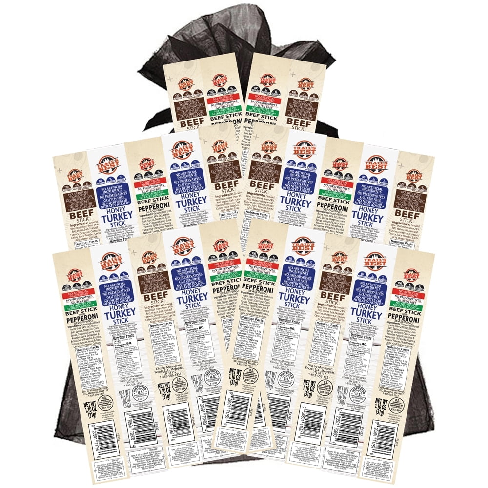 Trail's Best 24-Piece 1.1oz Beef Stick Samplers (Beef, Pepperoni and Turkey)