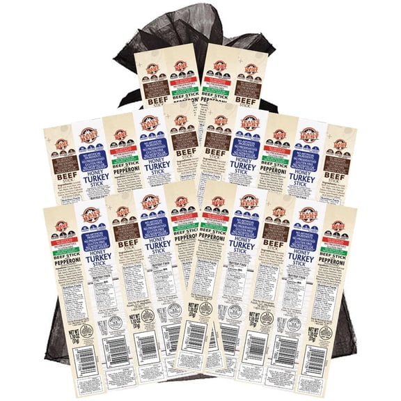 Trail's Best 24-Piece 1.1oz Beef Stick Samplers (Beef, Pepperoni and Turkey)