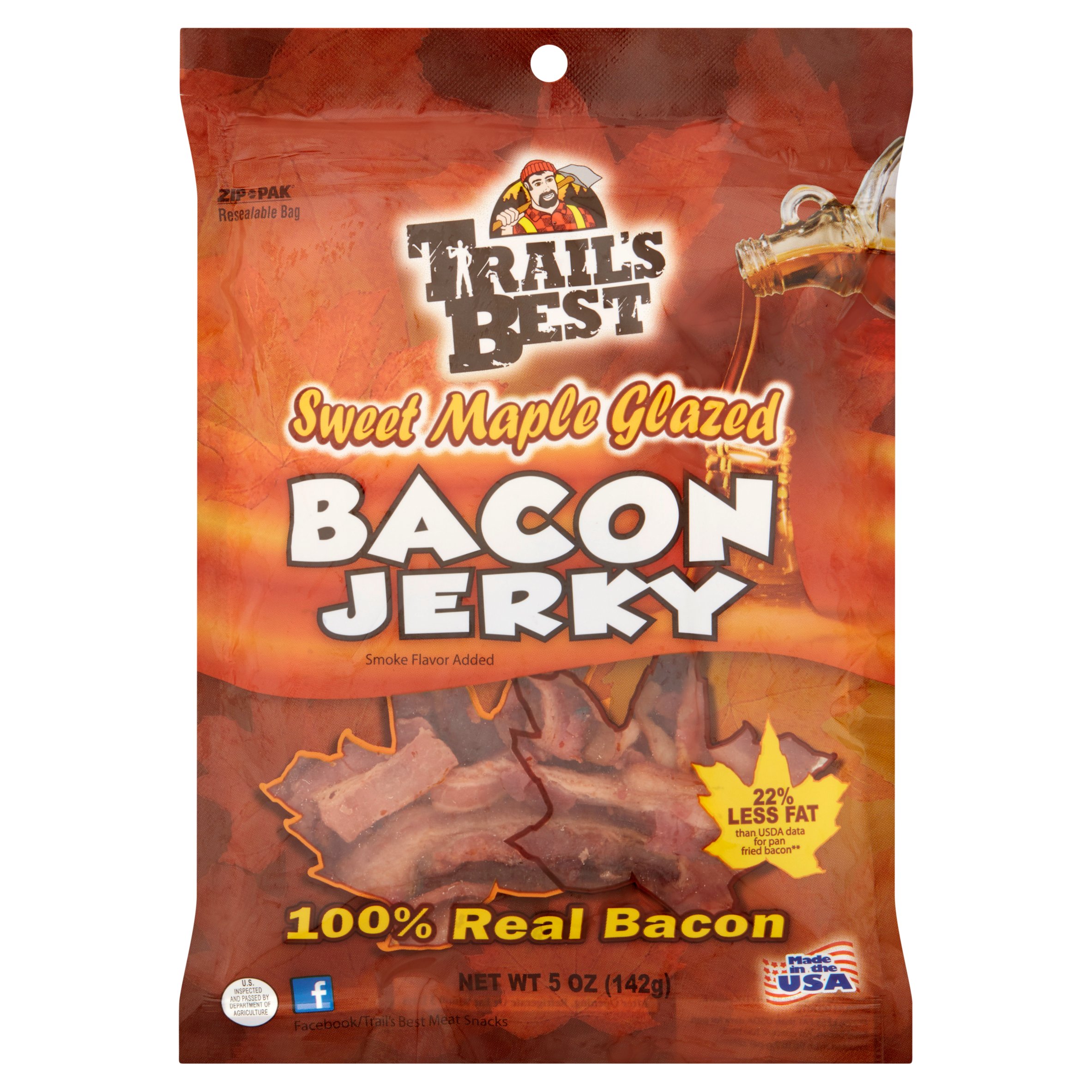 Trail's Best Sweet Maple Glazed Bacon Jerky, 5 Oz. - image 1 of 4