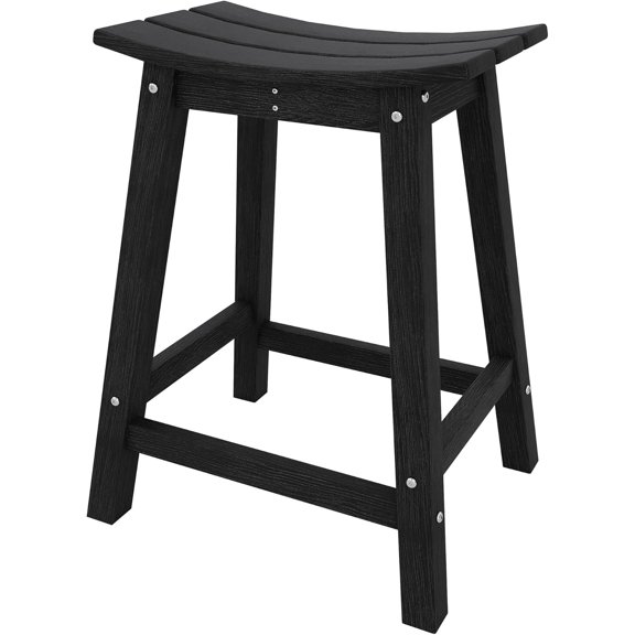 TrailBlaze Heavy-Duty Weatherproof Bar Stool – Outdoor HDPE Counter Height Patio Chair with Footrest, Durable Resin for Balcony, Deck, Kitchen – 1 Pack, Black