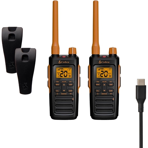 TrailBlazer 450 GMRS Radio (2-Pack)  IP54 Weather Resistant, 16hr Battery, 2.5W Long Range Walkie Talkies, Large LCD Display, NOAA, Programmable Software, Removable Antenna, Repeater Capable
