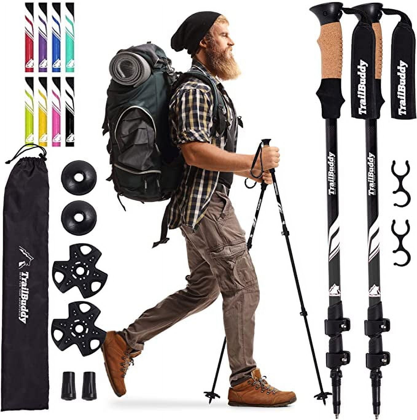 TrailBuddy Adjustable Aluminum Trekking Poles 24.5 54 in. Lightweight Purple Plum Walmart