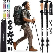 TrailBuddy Lightweight Aluminum Trekking, Hiking Poles, Walking Sticks - Adjustable 24.5 to 54 in. (Black)