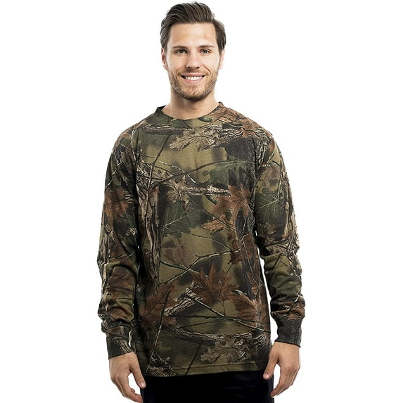 TrailCrest Adult Men’s Athletic Cotton Long Sleeve T-Shirt Crew Neck Tee, XL