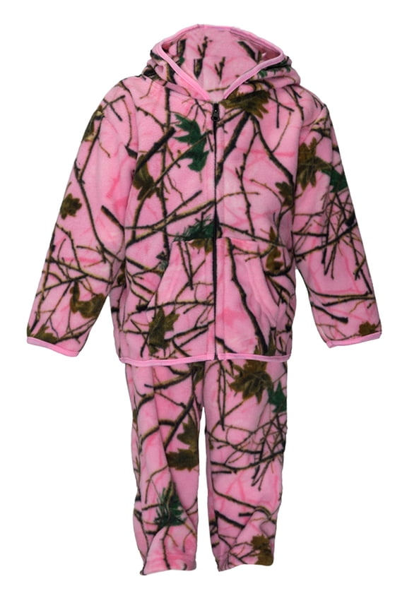 Infant Camo Full Zip Hoodie Sweatshirt Fleece Jacket & Pant, 12-18, Pink Camo
