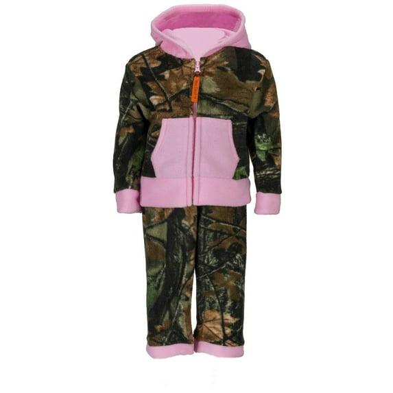 TrailCrest Infant Camo Two Piece Fleece Jacket & Pants Set, 5T, Pink