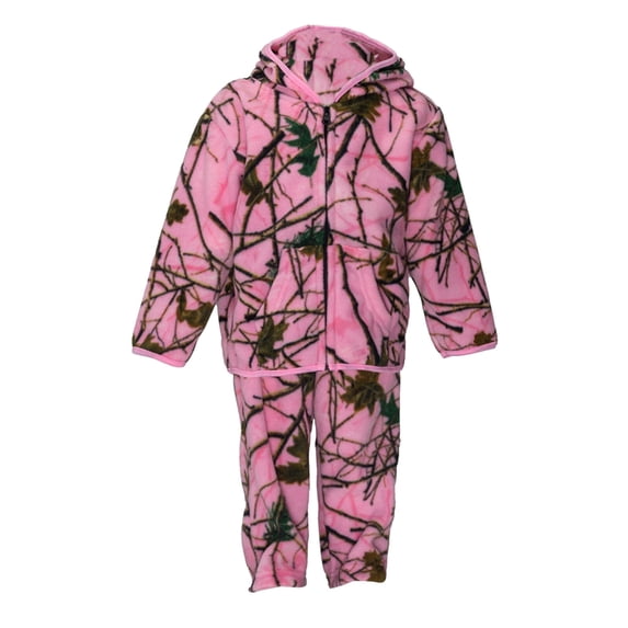 TrailCrest Infant Girl Camo Two Piece Fleece Jacket & Pants Set, 2T, Pink Camo