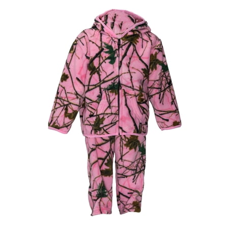 TrailCrest Infant Girl Hoodie Fleece Jacket & Track Pant, 18-24 Months, Pink Camo