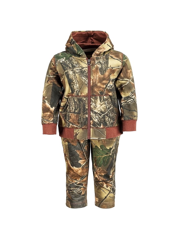 Infant - Toddler Cotton Full Zip Hoodie Sweatshirt Jacket & Pants Set Tracksuit, 5T, Camo