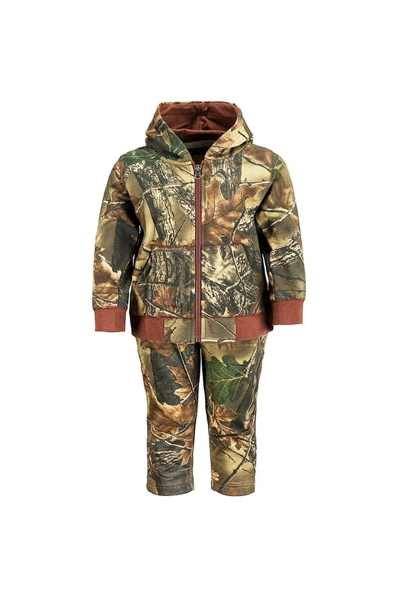 Infant - Toddler Cotton Full Zip Hoodie Sweatshirt Jacket & Pants Set Tracksuit, 5T, Camo