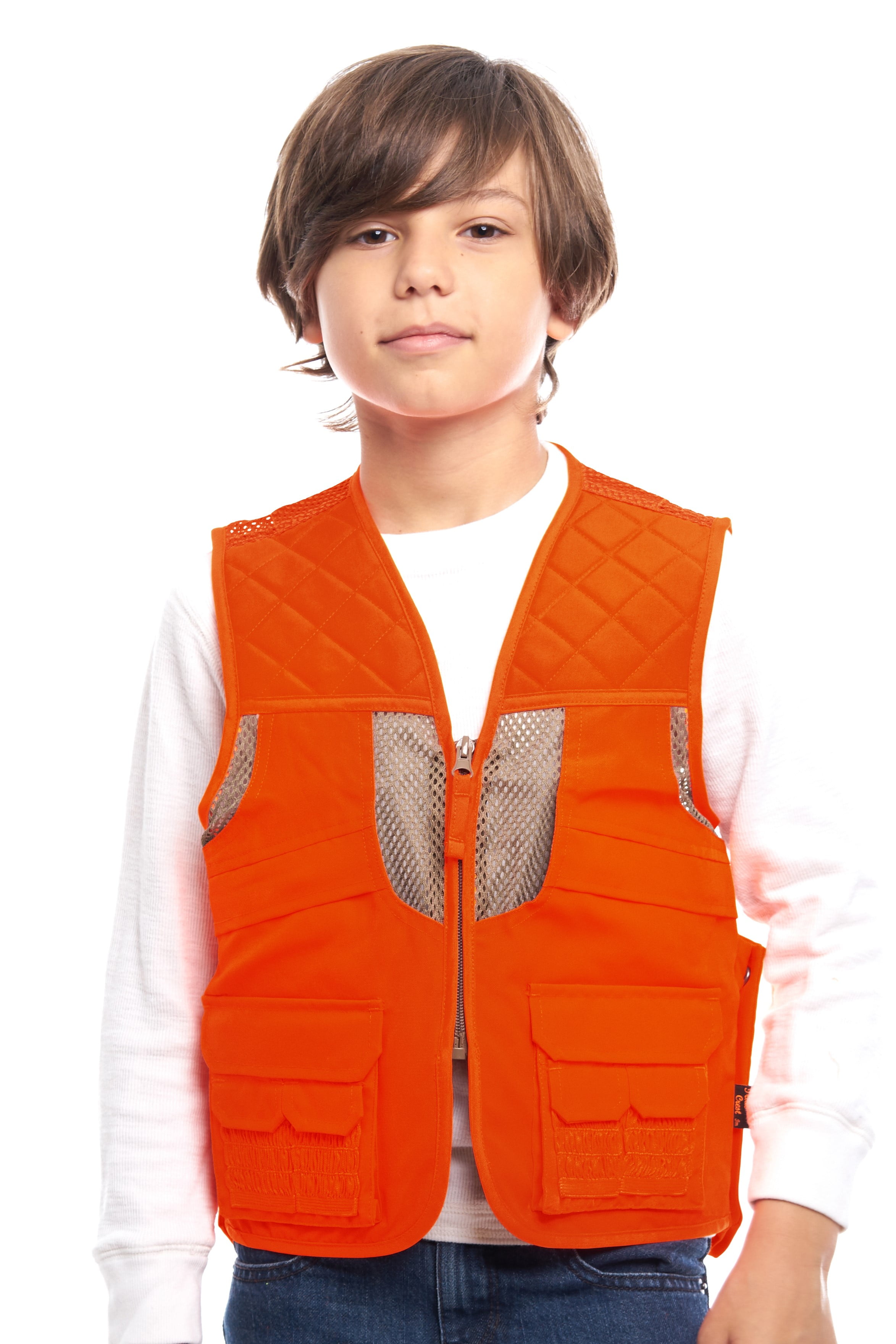 TrailCrest Kids Deluxe Orange Safety Front Loader Vest High Visibility-  Deer , XL 