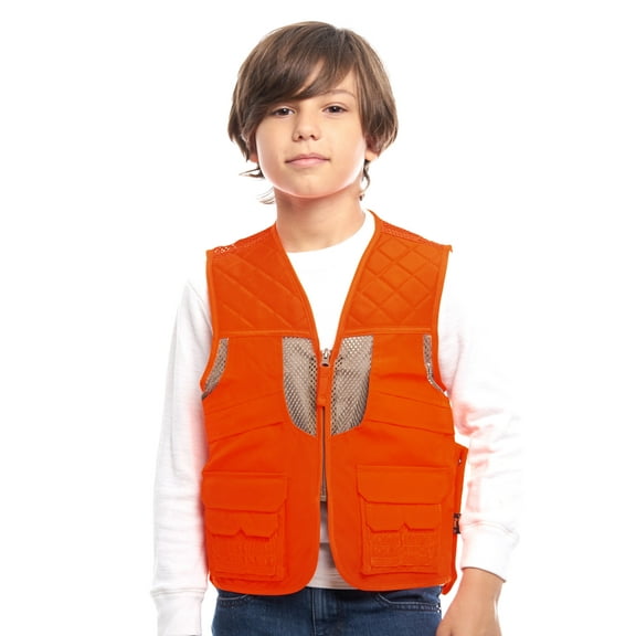 TrailCrest Kids Delxue Blaze Orange Safety Front Loader Hunting Vest, XS