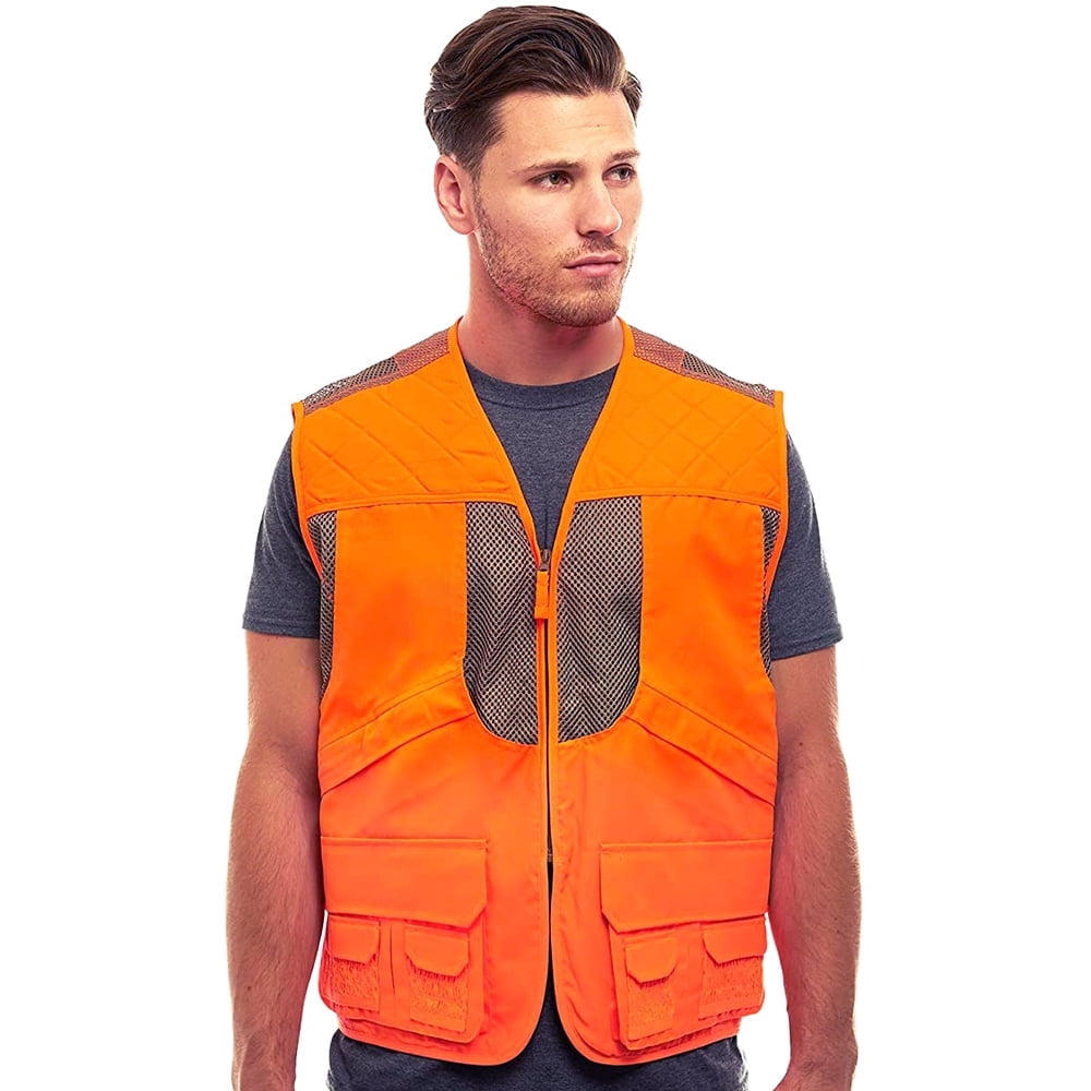TrailCrest Men's Blaze Orange Deluxe Safety Front Loader Vest, Large