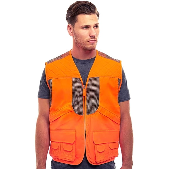 TrailCrest Men's Blaze Orange Deluxe Safety Front Loader Vest, Large