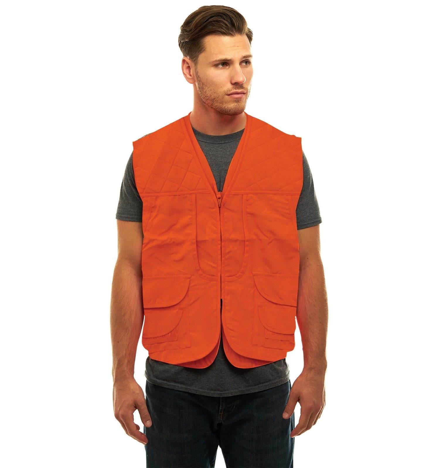trailcrest men's blaze orange safety front loader vest w/magnet
