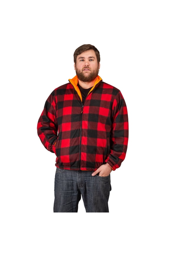 Men's Buffalo Red Plaid & Safety Orange Reversible Workwear Jacket, 2X