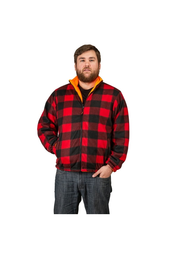 Men's Chambliss Buffalo Red Plaid & Safety Orange Reversible Jacket, Medium