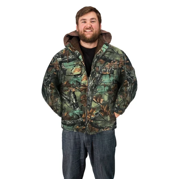 TrailCrest Men’s Hoodie Fleece Jacket With Pockets Warm Sherpa Lined Camo Hooded Coat, Medium