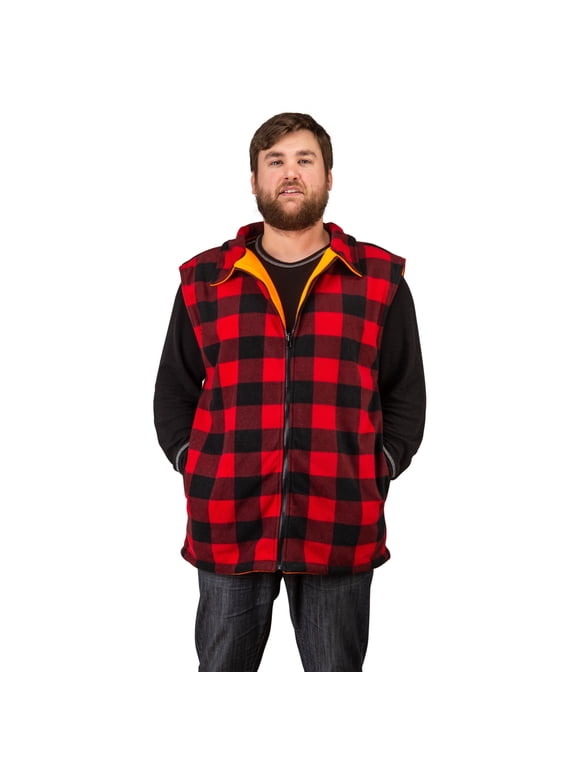 Men's Reversible Buffalo Red Plaid & Safety Blaze Orange Vest, 4X