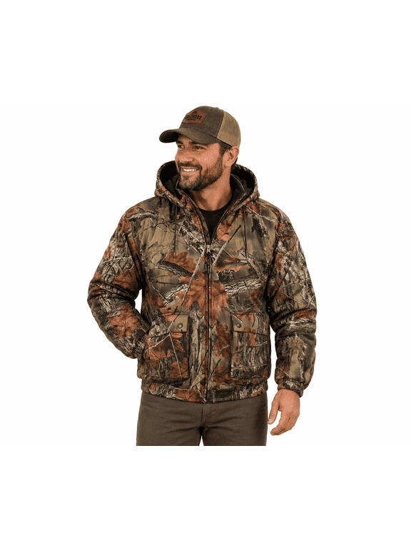 Men’s Tactical Hoodie Jacket – Insulated & Waterproof Warm Camo Hunting Gear Coat, 5X, Highland Timber