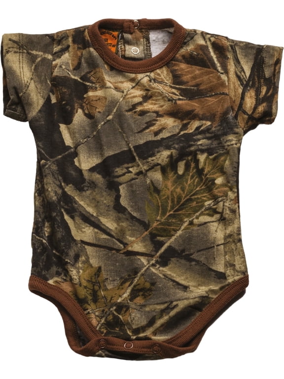 Newborn Baby Boy Undershirt- Short Sleeve Romper Bodysuit, 6 Months, Camo