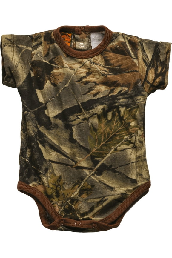 Newborn Baby Boy Undershirt- Short Sleeve Romper Bodysuit, 6 Months, Camo