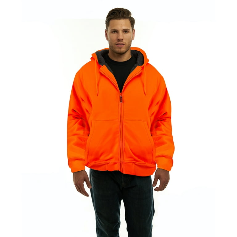 TrailCrest Orange Safety Full Zip High Visibility Thick Fleece and Sherpa  Lined Hooded Hunting Jacket, 2X