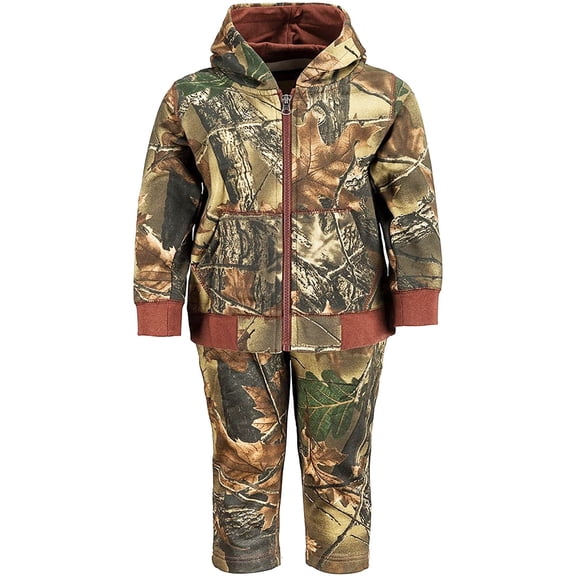 TrailCrest Toddler Cotton Full Zip Hoodie Sweatshirt Jacket & Pants Set Tracksuit, 10, Camo