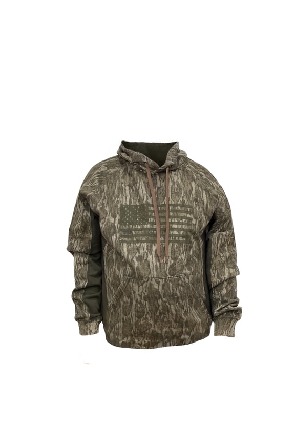 by Treel Men's Mossy Oak Hoodie Sweatshirt - Comfortable Stylish Jacket for Outdoor Activities, Hunting and Casual Wear, Bottomland Camo & Green, XL