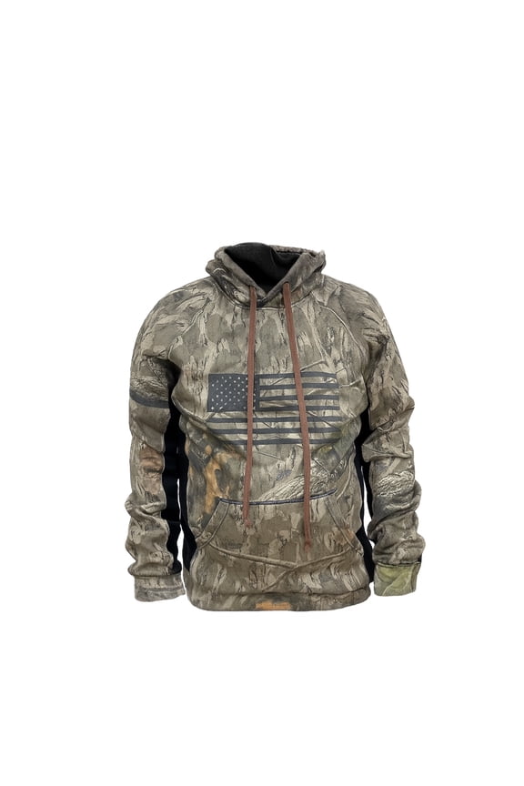 by Treel Men's Mossy Oak Hoodie Sweatshirt - Comfortable Stylish Jacket for Outdoor Activities, Hunting and Casual Wear, Country Roots Camo & Black, 4X