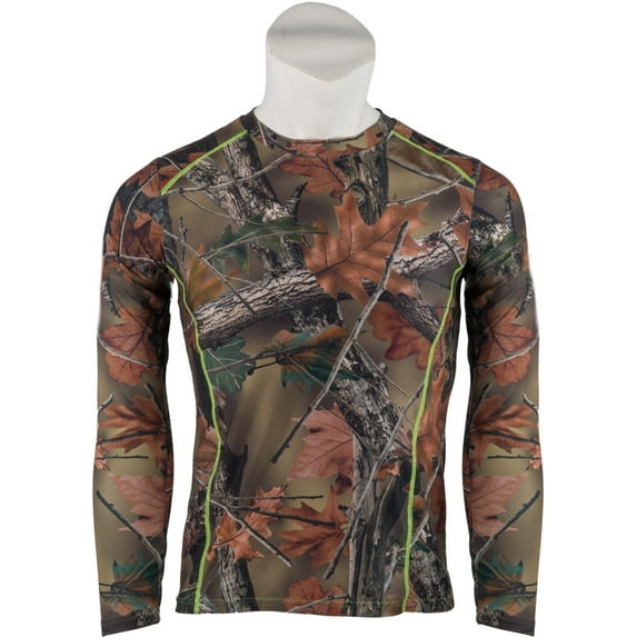 TrailCrest Women's 4 Way Stretch Active Performance L/S T-Shirt Camouflage, Green, Large