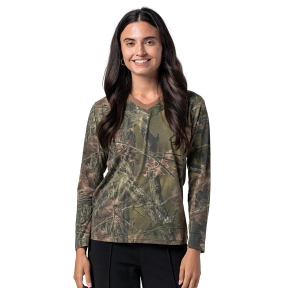 TrailCrest Women’s Athletic Cotton Long Sleeve T-Shirt V-Neck Sports Tops, 3X