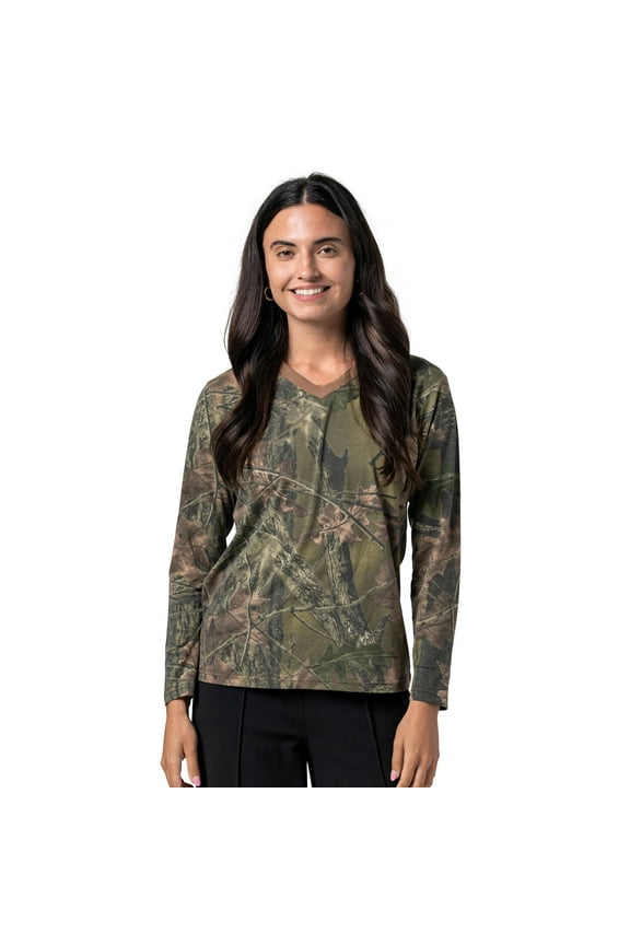 Women’s Athletic Cotton Performance Long Sleeve T-Shirt V-Neck Tops, 2X